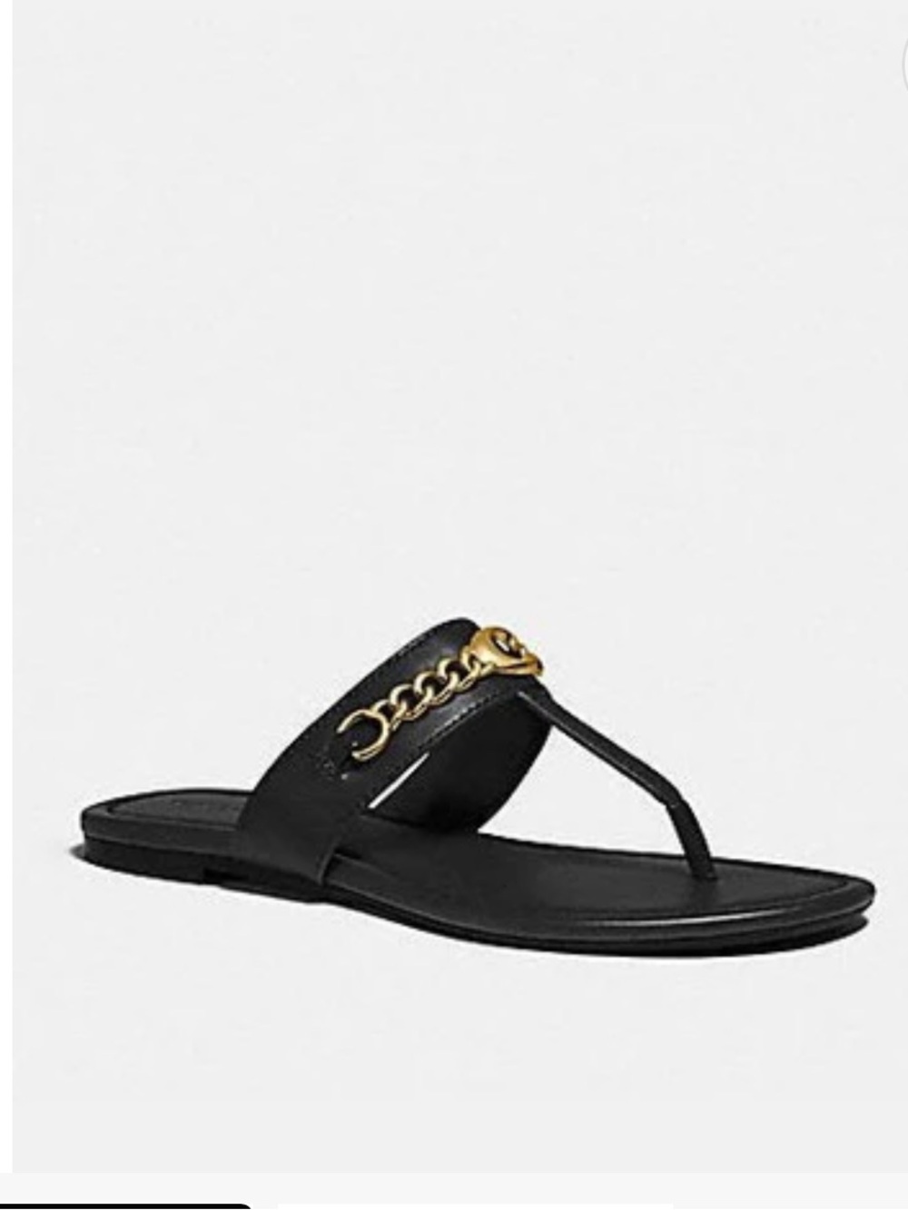 Coach Women's Jaclyn Leather Sandal With Gold Tone Accents Size 5